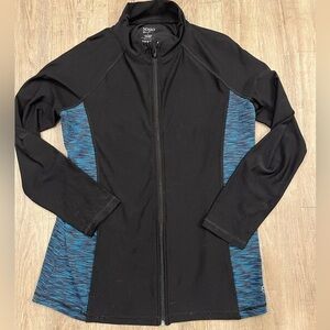 VOGO Athletica Black and Blue Women's Athletic Jacket Large